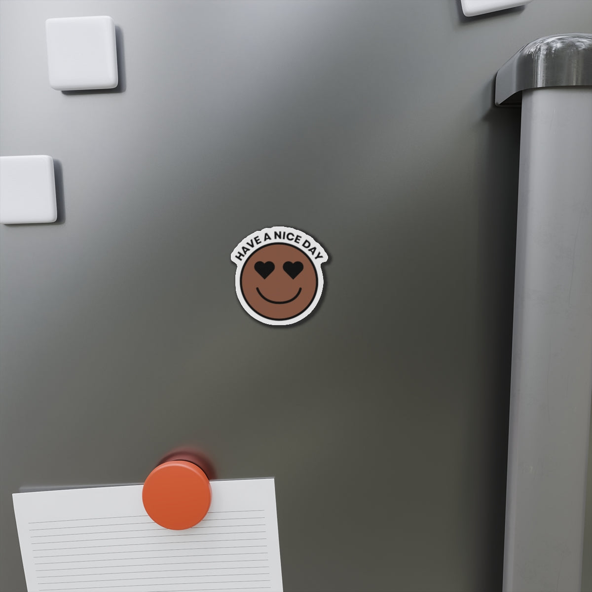 Smiley Face Die-Cut Magnet - Positive Vibes Decor, Cute Fridge Magnet, Gift for Friends, Office & Home Decor, 'Have a Nice Day'