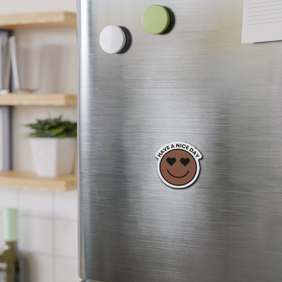 Smiley Face Die-Cut Magnet - Positive Vibes Decor, Cute Fridge Magnet, Gift for Friends, Office & Home Decor, 'Have a Nice Day'