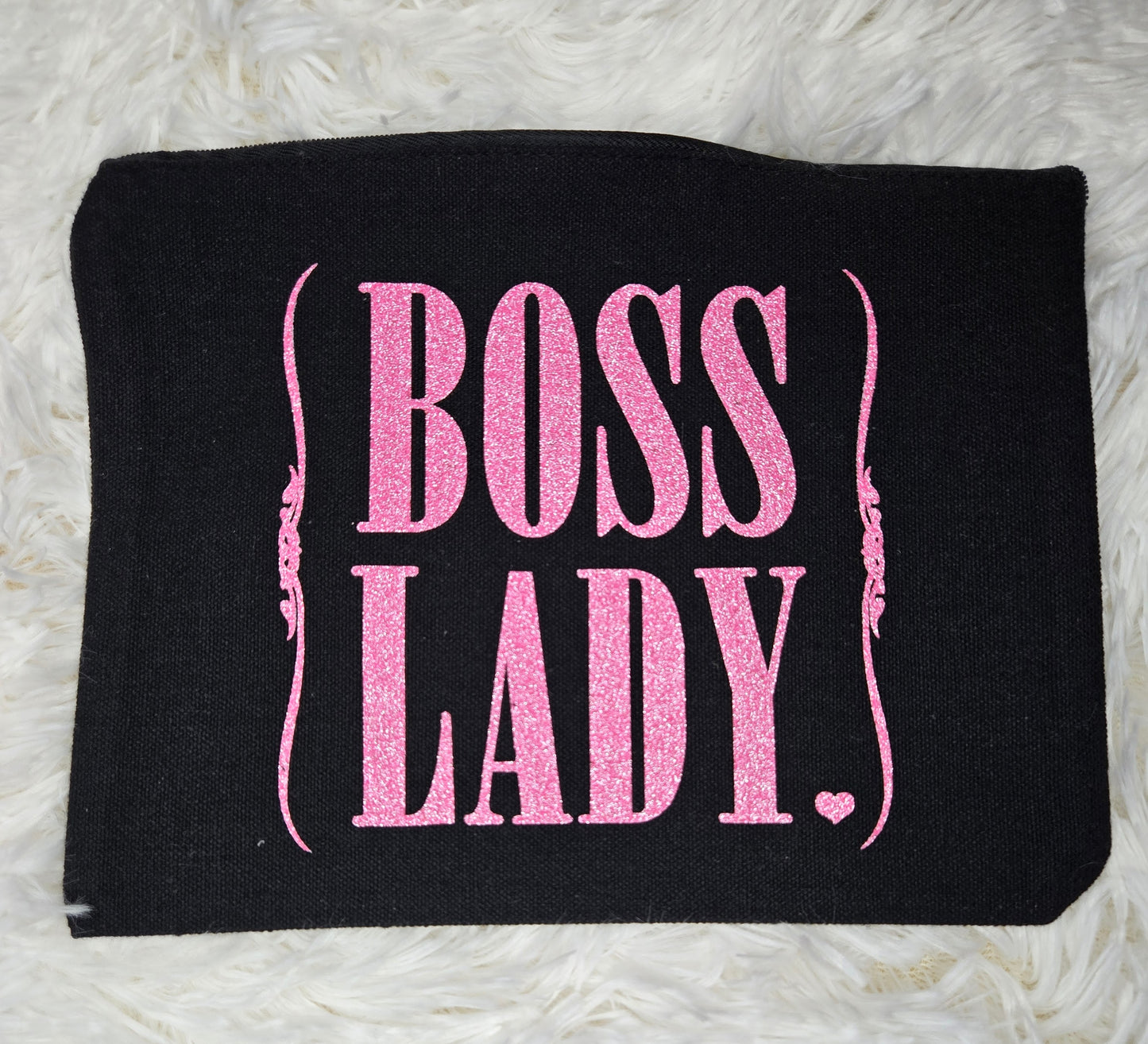 Glow & Go – Canvas Makeup Bag with Glitter Quote