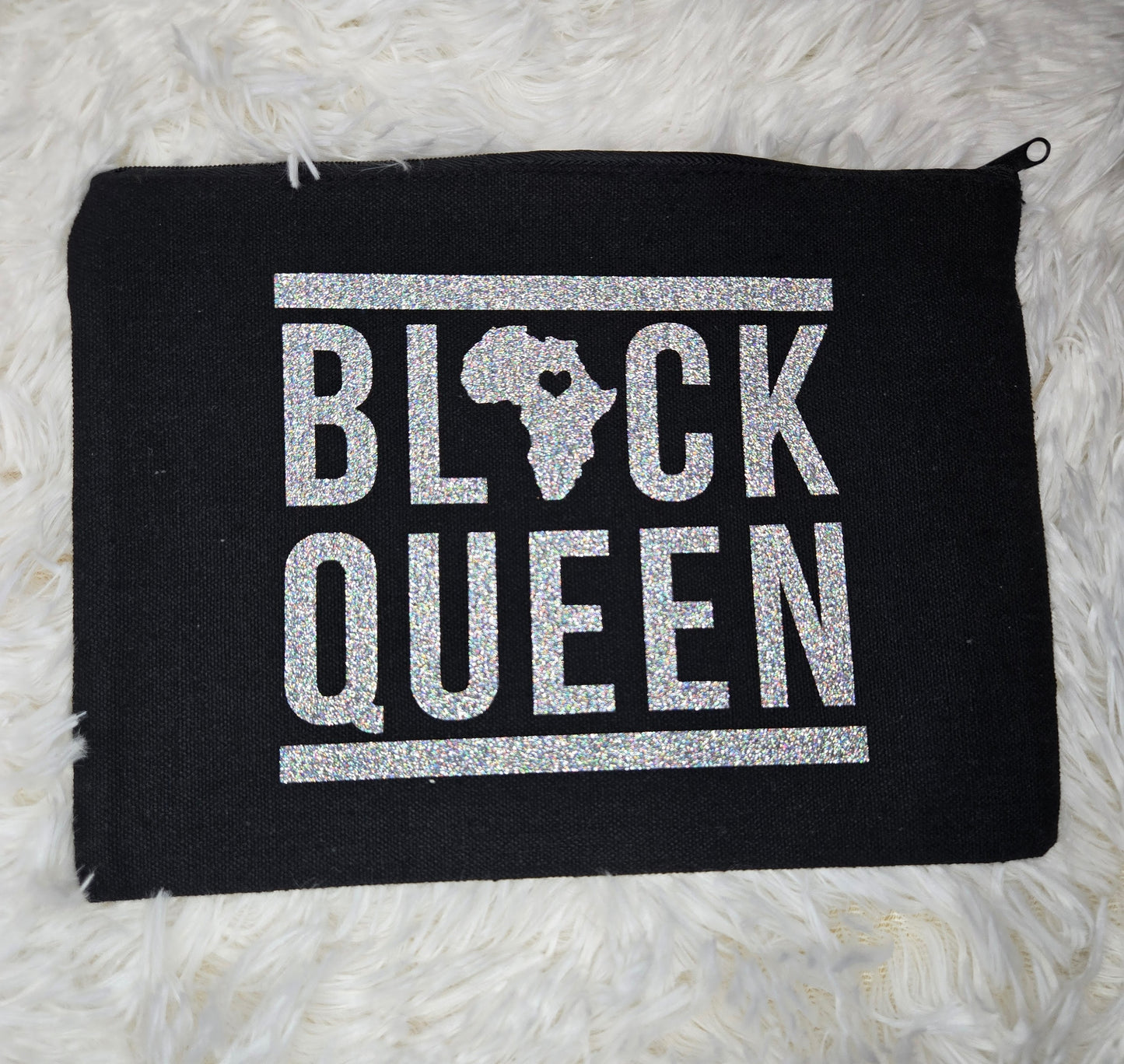 Glow & Go – Canvas Makeup Bag with Glitter Quote