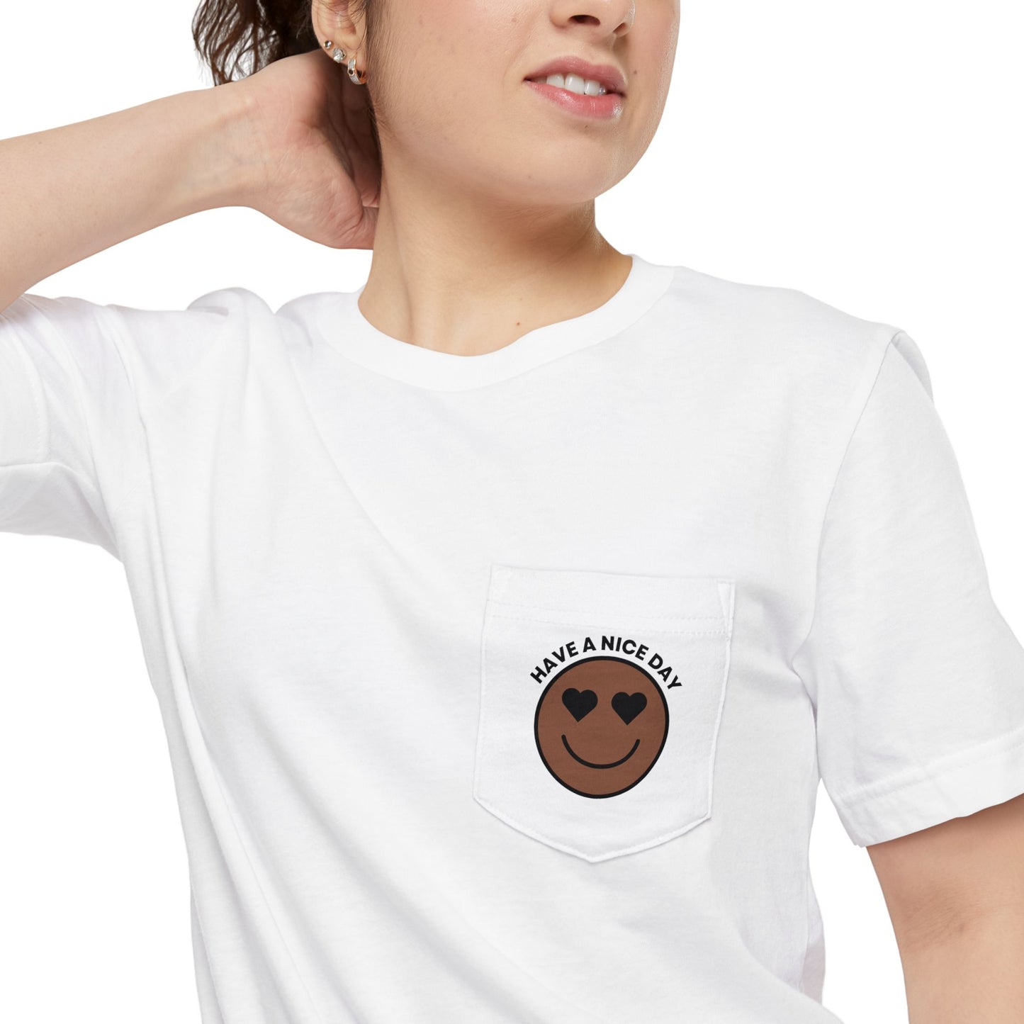 Smiley Face Pocket T-Shirt, Casual Tee, Unisex Shirt, Cute Graphic Top, Summer Fashion, Gift for Friends