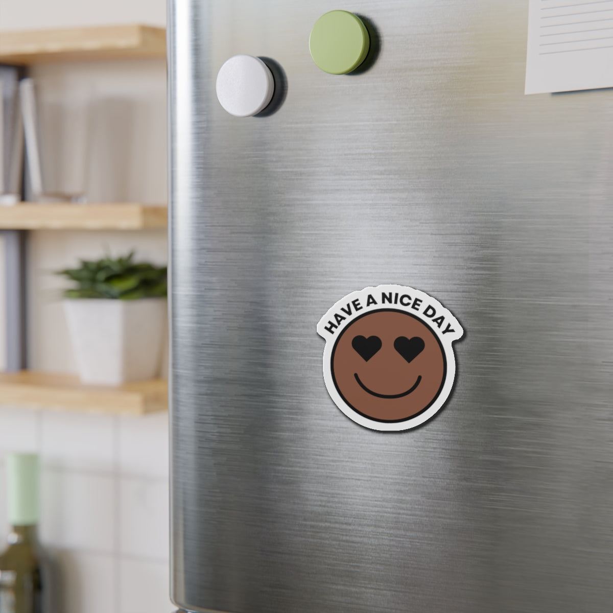 Smiley Face Die-Cut Magnet - Positive Vibes Decor, Cute Fridge Magnet, Gift for Friends, Office & Home Decor, 'Have a Nice Day'