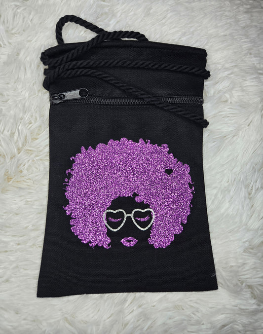 Bold Beauty – Afro Lady Canvas Crossbody Handbag