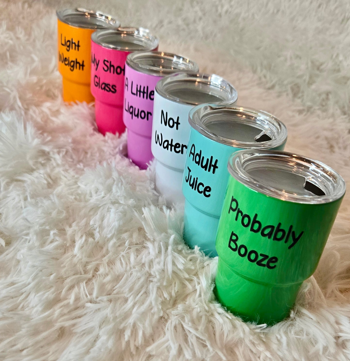 6-Pack Stainless Steel Shot Cups – Fun & Clever Sayings