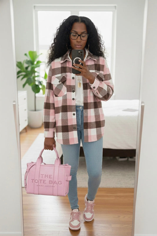 Cozy Pink Shacket Outfit for Everyday Winter Style