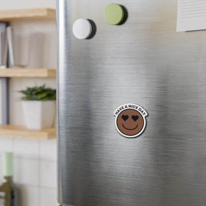 Smiley Face Die-Cut Magnet - Positive Vibes Decor, Cute Fridge Magnet, Gift for Friends, Office & Home Decor, 'Have a Nice Day'