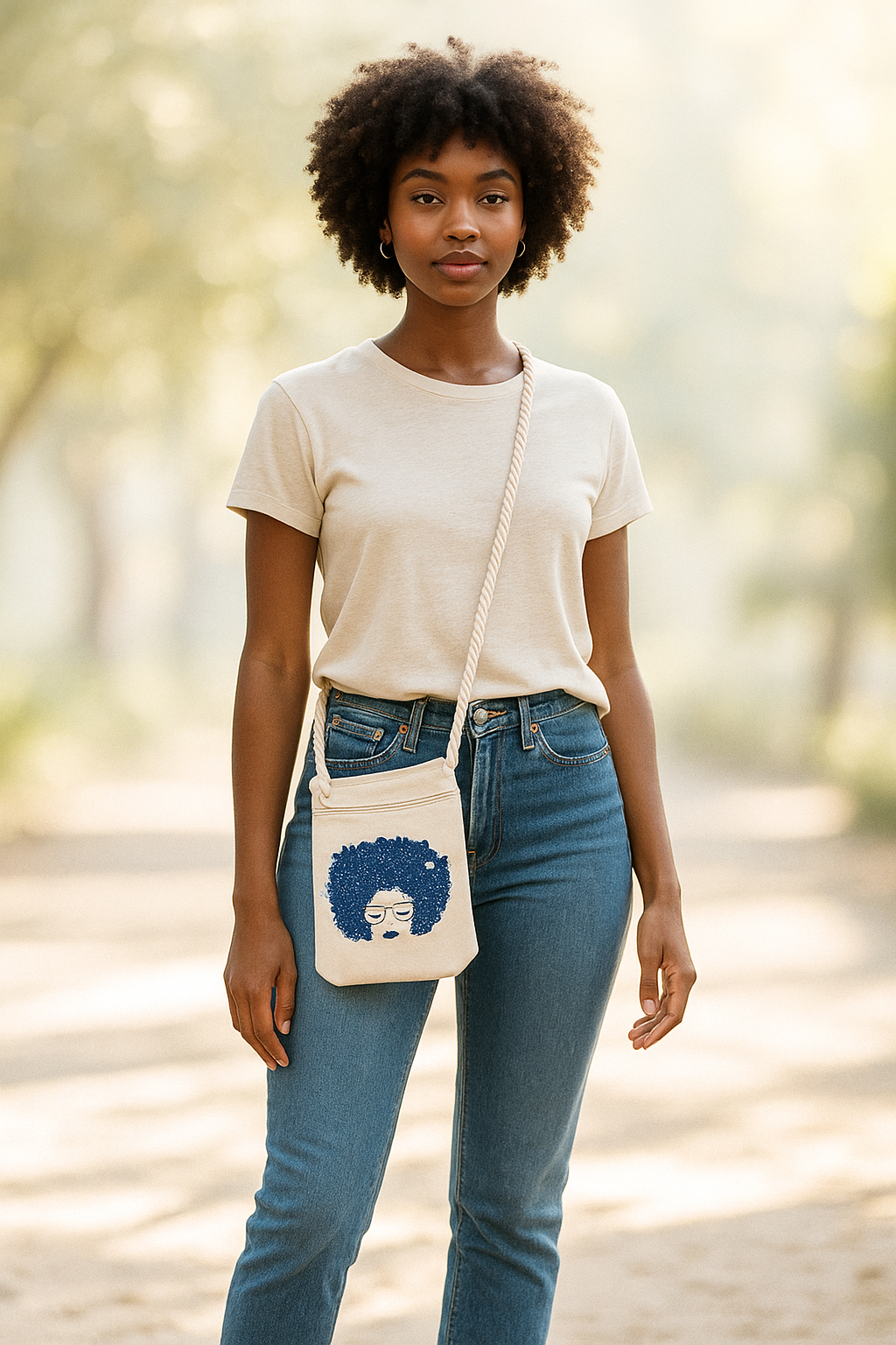 Bold Beauty – Afro Lady Canvas Crossbody Handbag