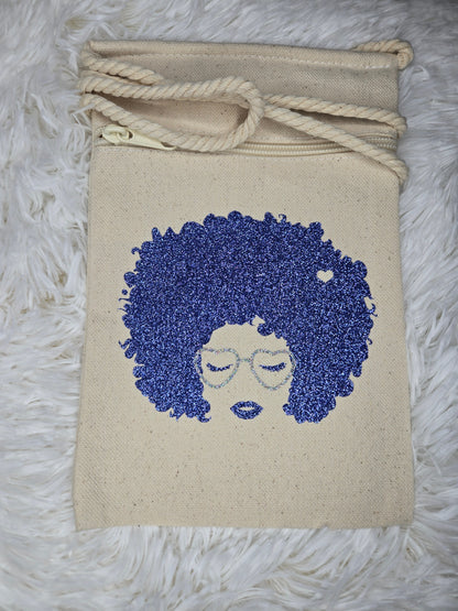 Bold Beauty – Afro Lady Canvas Crossbody Handbag
