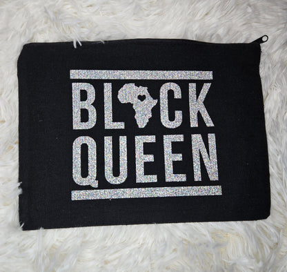 Glow & Go – Canvas Makeup Bag with Glitter Quote